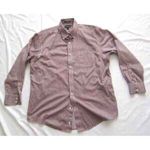 Men Land's End Traditional Fit Button Up Plaid Long Sleeve Shirt Sz 17-34(MT304)